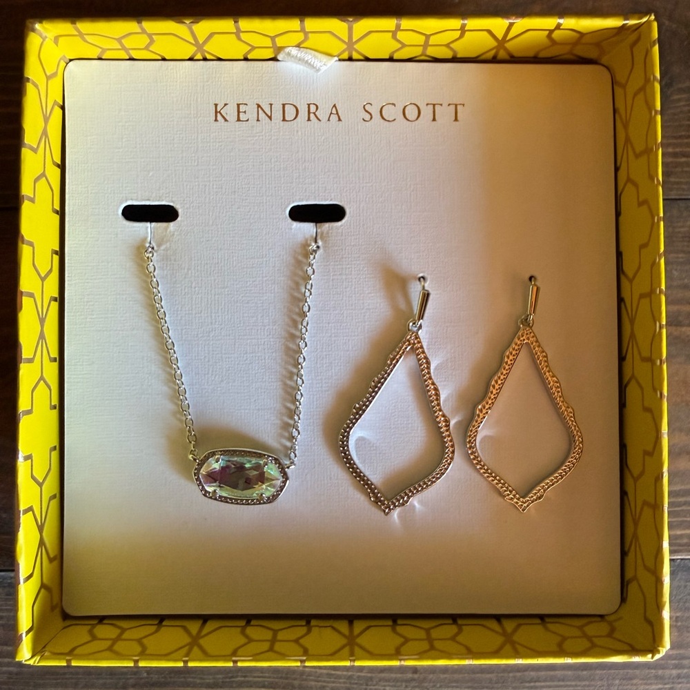 Kendra Scott sophia and elisa rhodium and dichroic